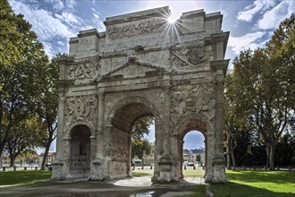 Roman Triumphal Arch of Orange, Arc de triomphe d'Orange, Provence-Alpes-Cote d'Azur, Vaucluse,