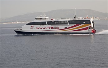 FRS fast ferry approaching Port of Algeciras, Spain, Europe