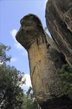 Cobra Hood Cave rock in the palace Boulder Gardens, Sigiriya, Central Province, Sri Lanka, Asia