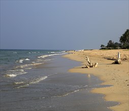 Ocean and sandy tropical beach at Nilavelli, Trincomalee, Sri Lanka, Asia