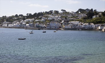 Village buildings and harbour, St Mawes, Cornwall, England, UK