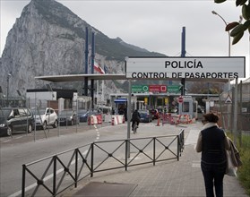 Customs at the border between Spain and Gibraltar, British overseas territory in southern Europe
