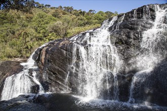 Baker's Falls waterfall, Horton Plains National Park, Central Province, Sri Lanka, Asia