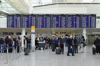 Display board for departures in Terminal 2, Munich Franz Josef Strauss Airport, Munich, Bavaria,