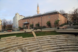 Roman stadium and mosque in the city centre of Plovdiv, Bulgaria, eastern Europe, Europe