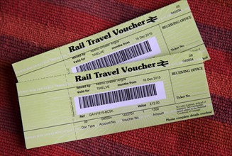 Two rail travel vouchers, UK