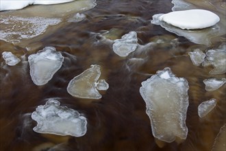 Slush ice in river in winter