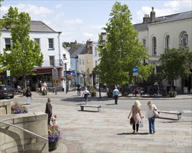 Town centre shoppers, Chepstow, Monmouthshire, Wales, UK