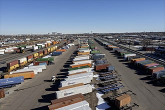 Denver, Colorado, The Union Pacific's Railroad's intermodal terminal, where shipping containers are