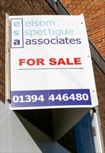 Elson Spettigue Associates commercial property for sale estate agency sign, Woodbridge, Suffolk,