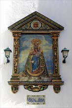 Ceramic tiles image of Virgin de la Oliva, Church of Divino Salvador, Vejer de la Frontera, Cadiz