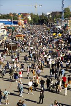 Crowds of people, crowds of visitors, afternoon at the Oktoberfest, Munich, Bavaria, Germany,