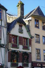 Old residential and commercial buildings on Place des Otages, Morlaix Montroulez, Finistere Penn Ar