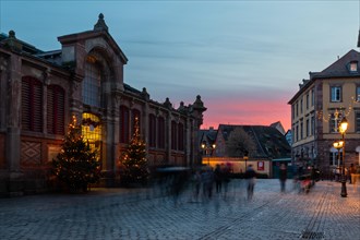 Market hall, Little Venice, Petite Venise, Christmas trees, historic houses, historic town, Blue