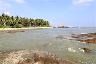 Ocean and sandy tropical beach at Pasikudah Bay, Eastern Province, Sri Lanka, Asia
