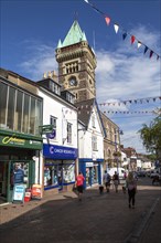 Tower of the Market Hall building, Abergavenny, Monmouthshire, South Wales, UK
