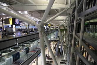 Modern architecture of Terminal Five, Heathrow airport, London, England, UK