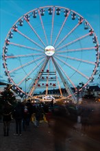 Ferris wheel, people, blue hour, Colmar, Alsace, France, Europe