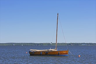 Auswanderer, traditional wooden sailing boat in Steinhuder Meer, Lake Steinhude, Lower Saxony,