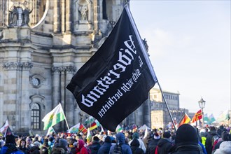 Thousands of people demonstrate on Schlossplatz in Dresden and then march through the city centre.