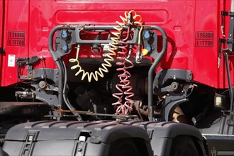 Truck engine, hoses, Germany, Europe