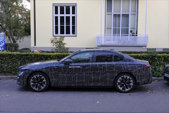 Side view of BMW 7 Series prototype, electrified version, Munich, Bavaria, Germany, Europe