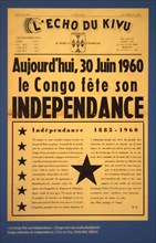 30 June 1960 front page of the Congolese weekly newspaper L'Echo du Kivu about Congo that