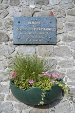 Commemorative plaque for general Jacques Lecapitaine, killed during the 1815 Battle of Ligny,