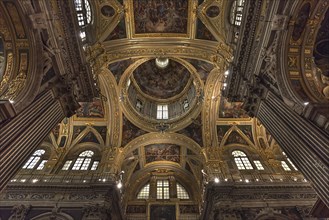 Vaults and dome of the baroque Chiesa del Gesu, built at the end of the 16th century, Via di Porta