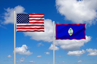 The flag of the USA and Guam, Micronesia, Studio, Oceania