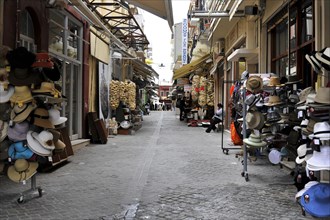 In the old town of Chania, shops and souvenir shops in the old town alleys, Crete, Greece, Europe