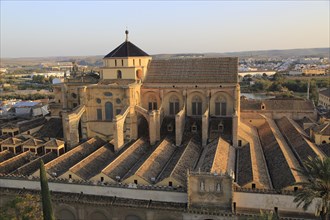 Raised angle view of Great Mosque, Mezquita cathedral, former mosque building in central, Cordoba,