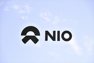 Company logo of the Chinese car manufacturer NIO, IAA Mobility 2023, Munich, Bavaria, Germany,