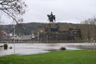 The German Corner with the equestrian statue of Kaiser Wilhelm at the confluence of the Rhine and