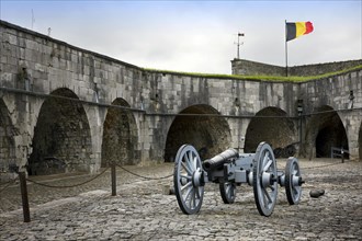 Cannon at inner court in the citadel at Dinant, Belgium, Europe
