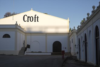 Croft sherry brand sign on building, Gonzalez Byass bodega, Jerez de la Frontera, Cadiz province,