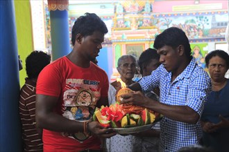 Offerings of food, Koneswaram Kovil Hindu temple, Trincomalee, Sri Lanka, Asia