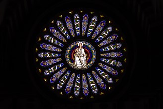 Rose window of the Cathedral of San Lorenzo, opened in 1098, Piazza S. Lorenzo, Genoa, Italy,