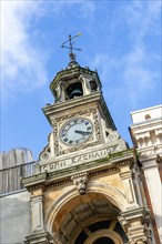 Clock tower of Corn Exchange building, Market Place, Reading, Berkshire, England, UK