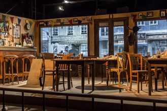Three-dimensional scene of cafe in the Bastogne War Museum devoted to the Second World War Two
