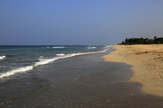 Ocean and sandy tropical beach at Nilavelli, Trincomalee, Sri Lanka, Asia