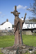 Statue of Saint Aidan, Holy Island, Lindisfarne, Northumberland, England, UK