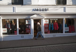 Jaeger clothes shop in Bury St Edmunds, Suffolk, England, UK