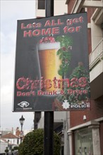 Anti drink drive Christmas poster, Gibraltar, British terroritory in southern Europe, Europe