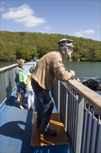 Sculpture of an Old Man on the King Harry Ferry Bridge vehicular chain ferry crossing River Fal,