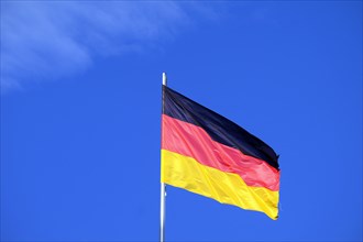 German flag, German flag in the wind, Munich, Bavaria, Germany, Europe