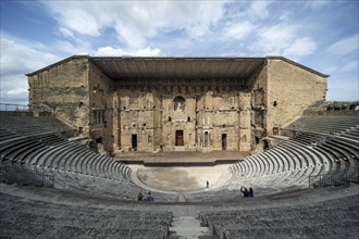 Auditorium and scaenae frons of the Roman Theatre antique d'Orange, Ancient Theater of Orange,