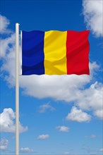 The flag of Chad, landlocked country in Central Africa, Africa, Studio