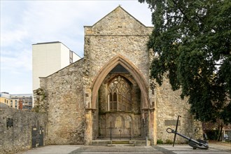 Ruins of Holyrood Church, Southampton, Hampshire, England, UK bombed during World War 2