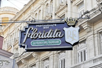 Floridita, Entrance sign, Bar, Havana, Cuba, Greater Antilles, Caribbean, Central America